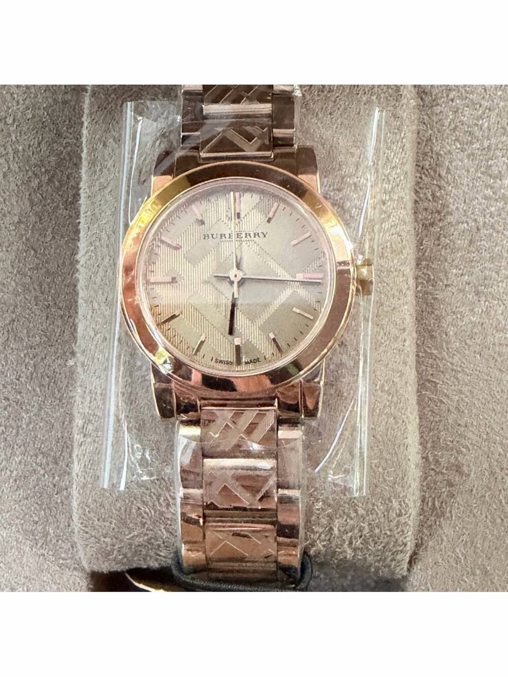 Burberry The City BU9235 Rose Gold Check Swiss Watch New with Tags & Box